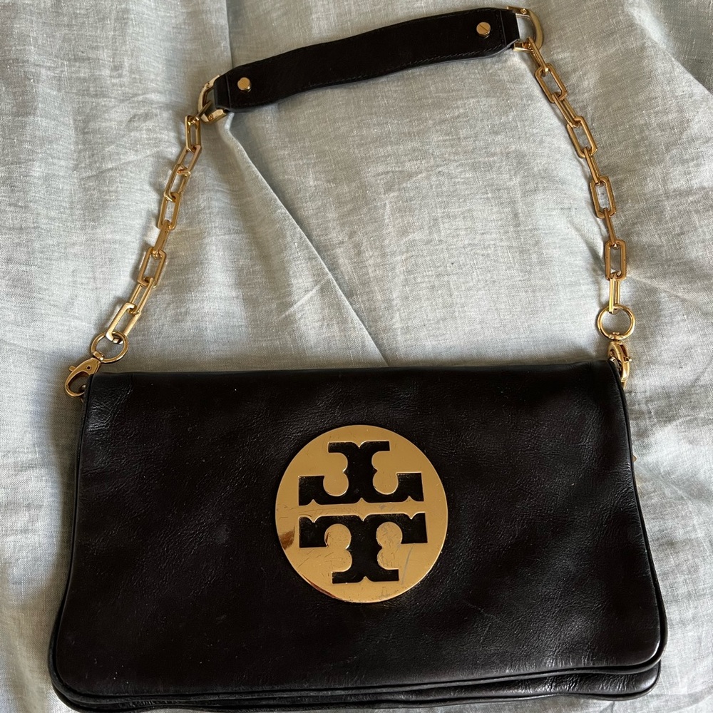 Tory Burch Leather fold over clutch with chain strap